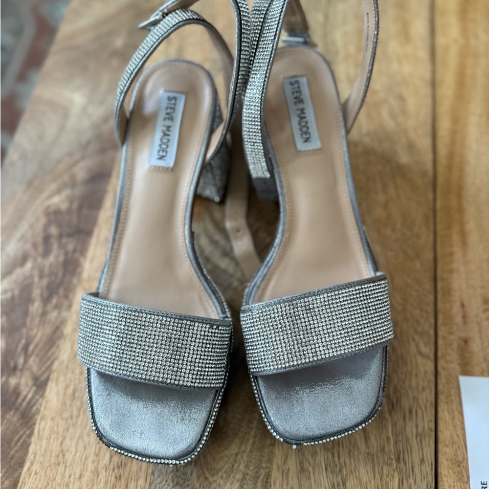 Steve Madden Silver Rhinestone Sandals